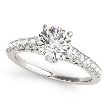 14k White Gold Scalloped Single Row Band Diamond Engagement Ring (1 3/8 cttw) - Coolpeacock