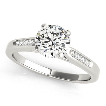 14k White Gold Single Row Diamond Engagement Ring (1 cttw) - Coolpeacock