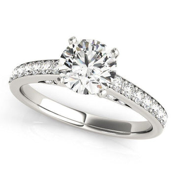 14k White Gold Single Row Prong Set Diamond Engagement Ring (1 3/8 cttw) - Coolpeacock