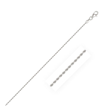14k White Gold Solid Diamond Cut Rope Bracelet (1.60 mm) - Coolpeacock