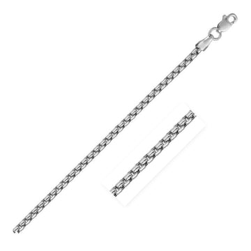 14k White Gold Solid Round Box Chain (2.50 mm) - Coolpeacock