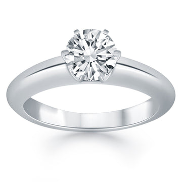 14k White Gold Solitaire Cathedral Engagement Ring - Coolpeacock