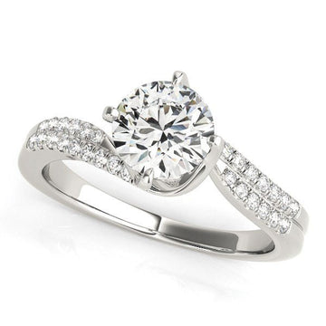 14k White Gold Spiral Design Pronged Diamond Engagement Ring (1 1/8 cttw) - Coolpeacock