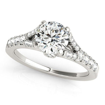 14k White Gold Split Shank Prong Set Diamond Engagement Ring (1 3/8 cttw) - Coolpeacock