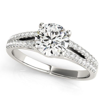 14k White Gold Split Shank Round Diamond Engagement Ring (1 1/8 cttw) - Coolpeacock