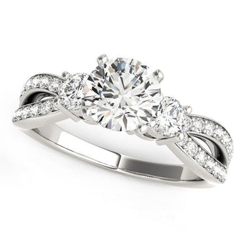 14k White Gold Split Shank Round Diamond Engagement Ring (1 5/8 cttw) - Coolpeacock