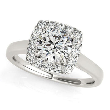 14k White Gold Square Shape Border Diamond Engagement Ring (1 1/3 cttw) - Coolpeacock
