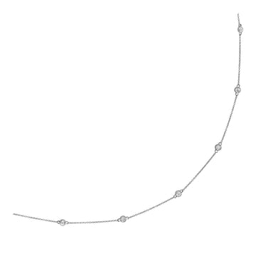 14k White Gold Station Necklace with Round Diamonds - Coolpeacock