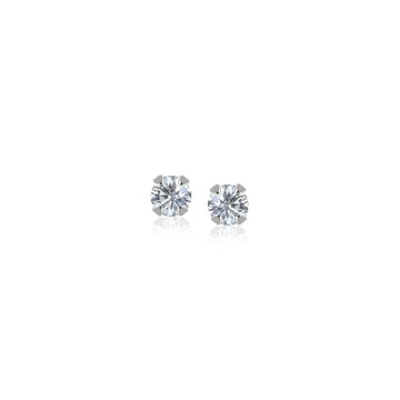 14k White Gold White Cubic Zirconia Stud Earrings(2mm) - Coolpeacock