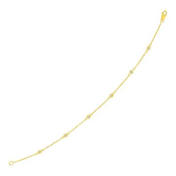14k Yellow Gold 7 inch Bracelet with Diamond Stations (3.30 mm) - Coolpeacock