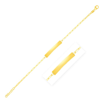 14k Yellow Gold 7 inch Paperclip Chain Bracelet with Bar (2.10 mm) - Coolpeacock