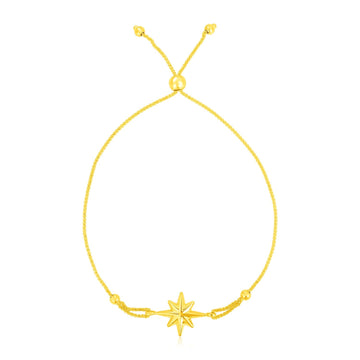 14k Yellow Gold Adjustable Bracelet with Star - Coolpeacock