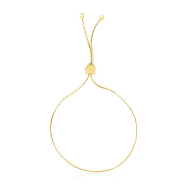 14k Yellow Gold Adjustable Lariat Style Heart Motif Bracelet (1.00 mm) - Coolpeacock