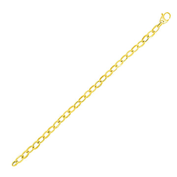14k Yellow Gold Cable Chain Style Bracelet (6.35 mm) - Coolpeacock
