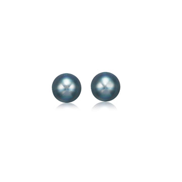 14k Yellow Gold Cultured Black Pearl Stud Earrings (6mm) - Coolpeacock