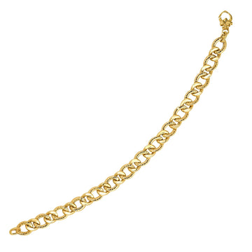 14k Yellow Gold Curb Chain Design with Diamond Cuts Bracelet (8.80 mm) - Coolpeacock