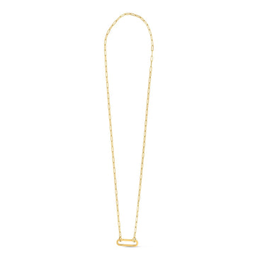14k Yellow Gold Elongated Link Paperclip Necklace - Coolpeacock