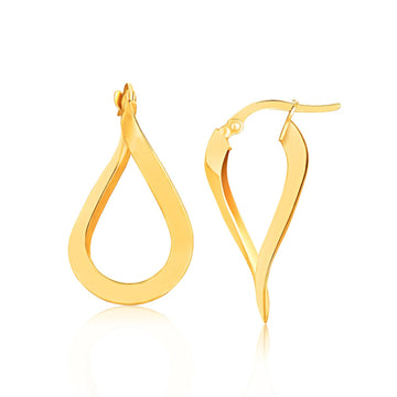 14k Yellow Gold Flat Polished Twisted Hoop Earrings - Coolpeacock