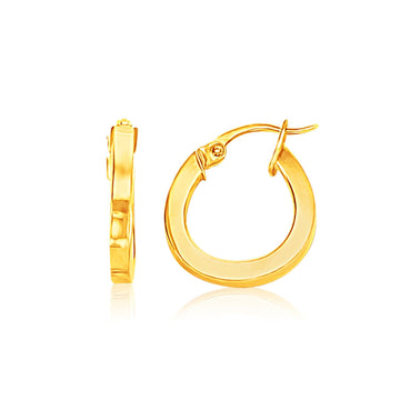 14k Yellow Gold Flat Side Small Hoop Earrings(3x10mm) - Coolpeacock