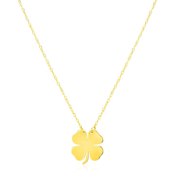 14K Yellow Gold Four Leaf Clover Necklace - Coolpeacock