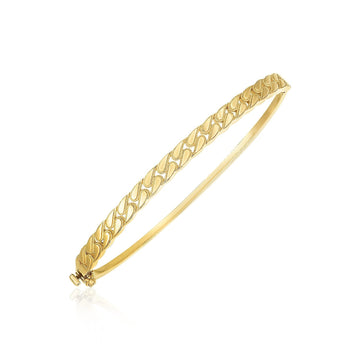 14k Yellow Gold High Polish Cuban Chain Link Bangle (4.60 mm) - Coolpeacock