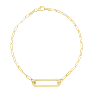 14k Yellow Gold High Polish Open Straight Paperclip Bracelet (2.10 mm) - Coolpeacock