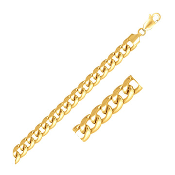 14k Yellow Gold Miami Cuban Semi Solid Bracelet (8.00 mm) - Coolpeacock