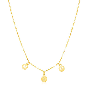 14k Yellow Gold Mom Necklace with Circle Drops - Coolpeacock