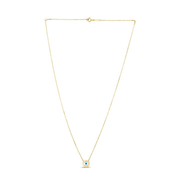 14k Yellow Gold MOP Evil Eye Necklace - Coolpeacock