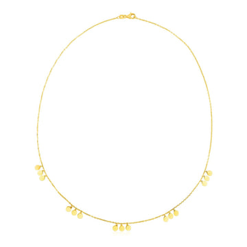 14k Yellow Gold Necklace with Circle Dangle Stations - Coolpeacock