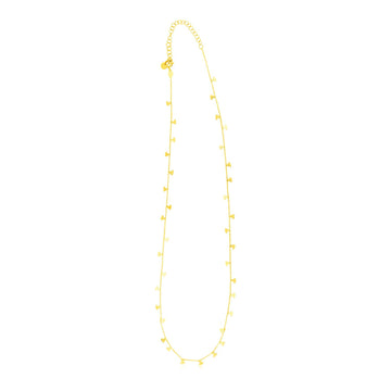 14K Yellow Gold Necklace with Dangling Hearts - Coolpeacock