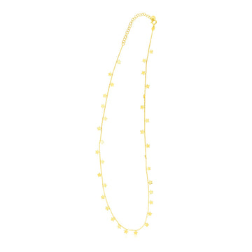 14K Yellow Gold Necklace with Dangling Stars - Coolpeacock