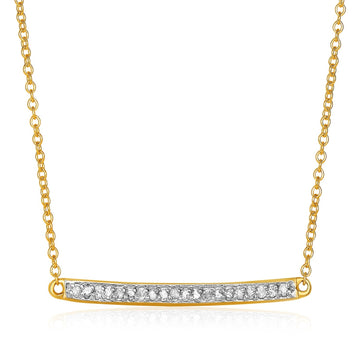 14k Yellow Gold Necklace with Gold and Diamond Bar (1/10 cttw) - Coolpeacock