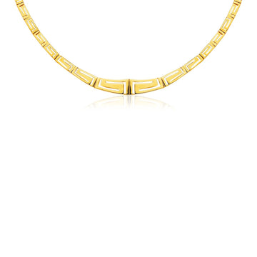 14K Yellow Gold Necklace with Graduated Greek Meander Motif Links - Coolpeacock