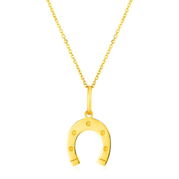 14K Yellow Gold Necklace with Horseshoe - Coolpeacock