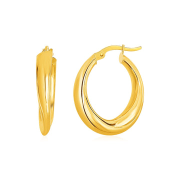 14k Yellow Gold Oval Hoop Earrings(5x20mm) - Coolpeacock