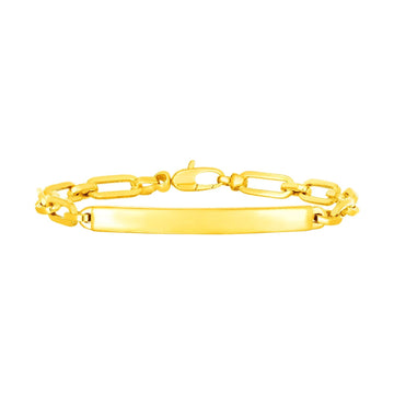 14K Yellow Gold Paperclip Chain ID Bracelet (4.80 mm) - Coolpeacock