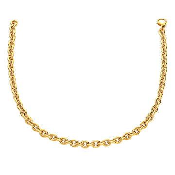 14k Yellow Gold Polished Cable Link Necklace - Coolpeacock
