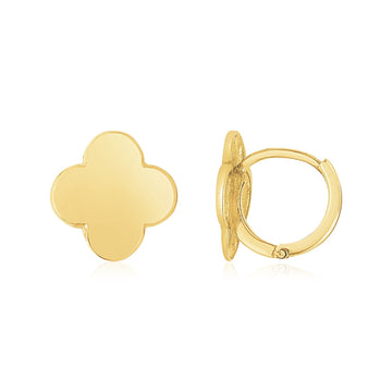 14K Yellow Gold Polished Clover Stud Earrings - Coolpeacock