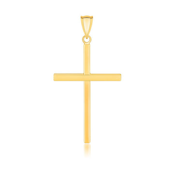 14k Yellow Gold Polished Flat Cross Pendant - Coolpeacock