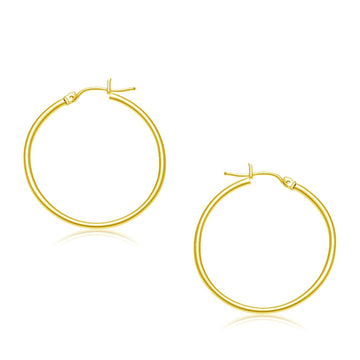 14k Yellow Gold Polished Hoop Earrings (2x30mm) - Coolpeacock