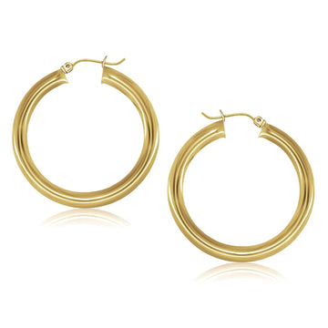 14k Yellow Gold Polished Hoop Earrings (5x40mm) - Coolpeacock
