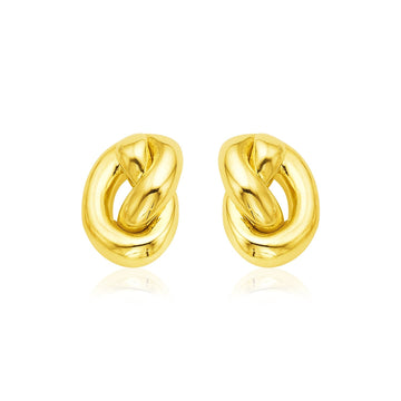 14k Yellow Gold Polished Knot Earrings - Coolpeacock