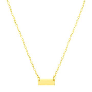 14k Yellow Gold Polished Mini Bar Necklace - Coolpeacock