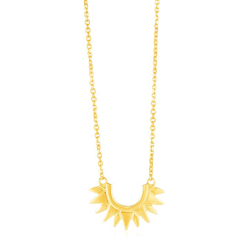 14k Yellow Gold Polished Sunburst Necklace - Coolpeacock