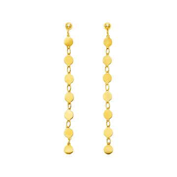 14k Yellow Gold Post Dangle Earrings with Polished Circles - Coolpeacock