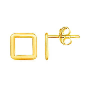 14k Yellow Gold Post Earrings with Open Squares - Coolpeacock