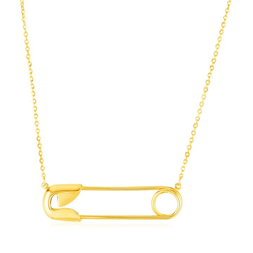 14k Yellow Gold Safety Pin Necklace - Coolpeacock