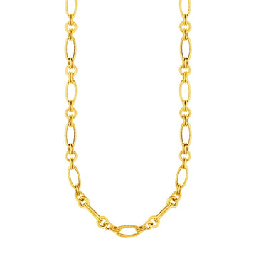 14k Yellow Gold Twisted and Polished Link Necklace - Coolpeacock