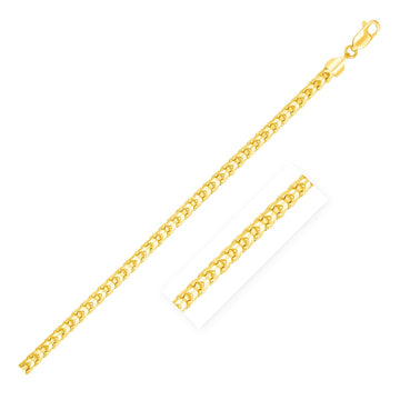 14k Yellow Solid Gold Diamond Cut Round Franco Chain (4.60 mm) - Coolpeacock